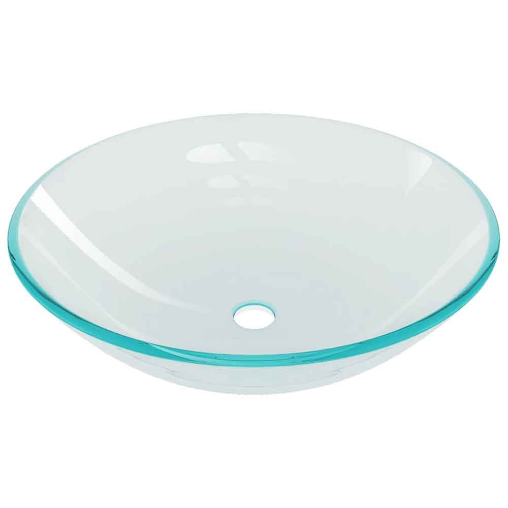 Tacoma Round Countertop Basin 420mm Wide With Chrome Tap And Waste - Clear Glass