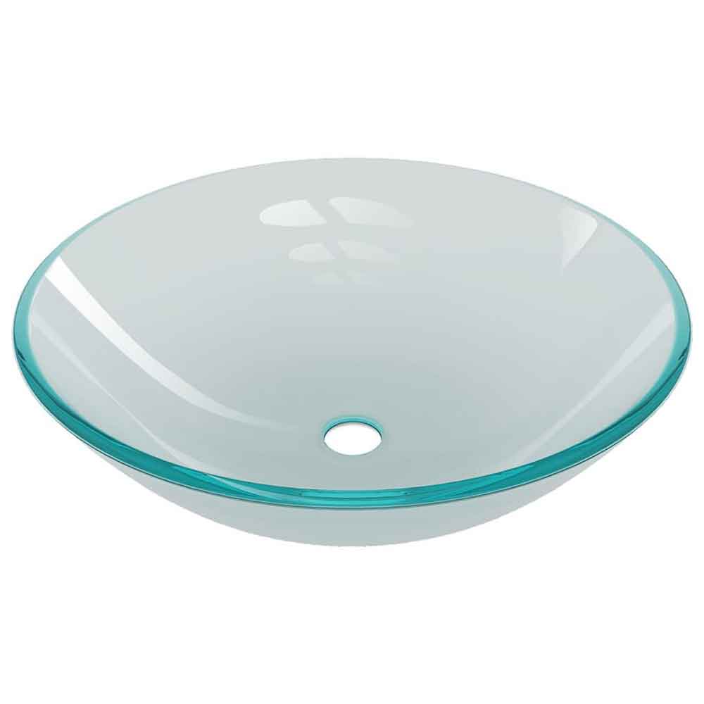 Tacoma Round Countertop Basin 420mm Wide With Chrome Tap And Waste - Half Frosted Glass