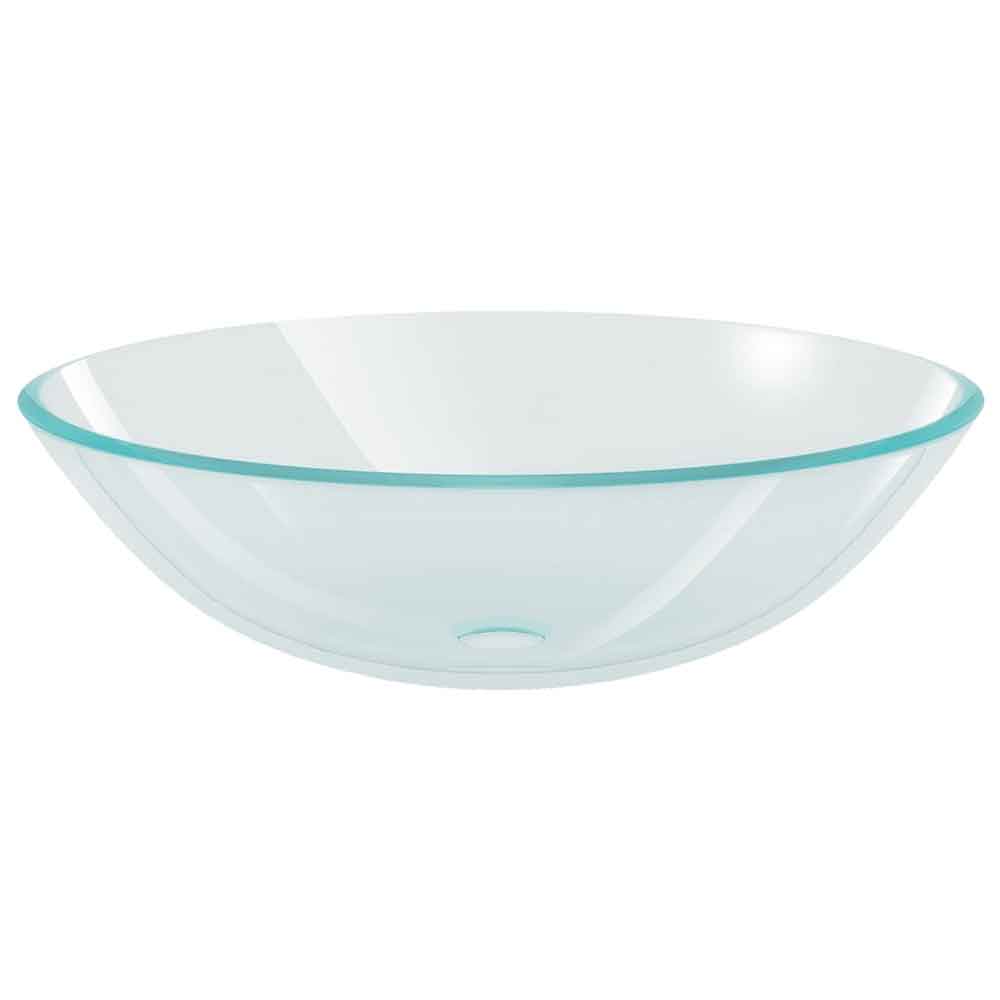 Tacoma Round Countertop Basin 420mm Wide With Gold Tap And Waste - Clear Glass