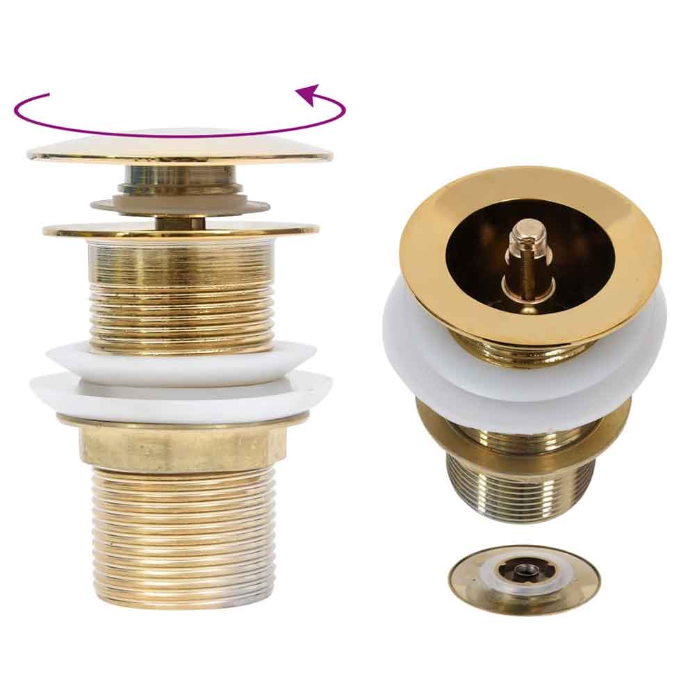 Tacoma Round Countertop Basin 420mm Wide With Gold Tap And Waste - Clear Glass