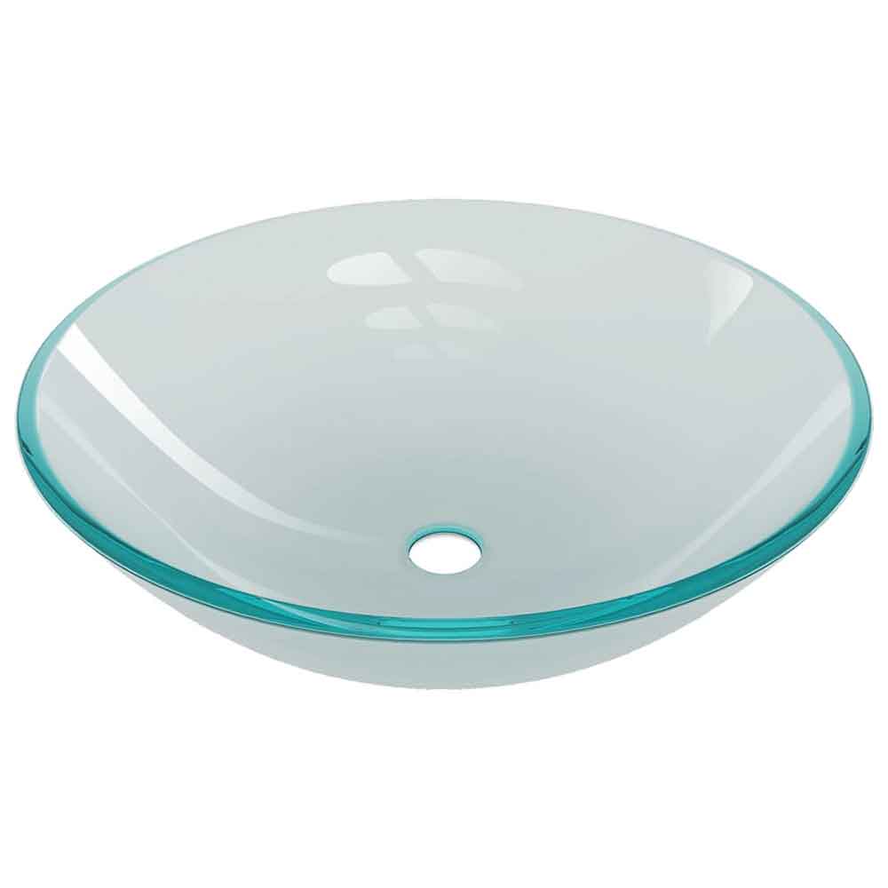 Tacoma Round Countertop Basin 420mm Wide With Gold Tap And Waste - Half Frosted Glass