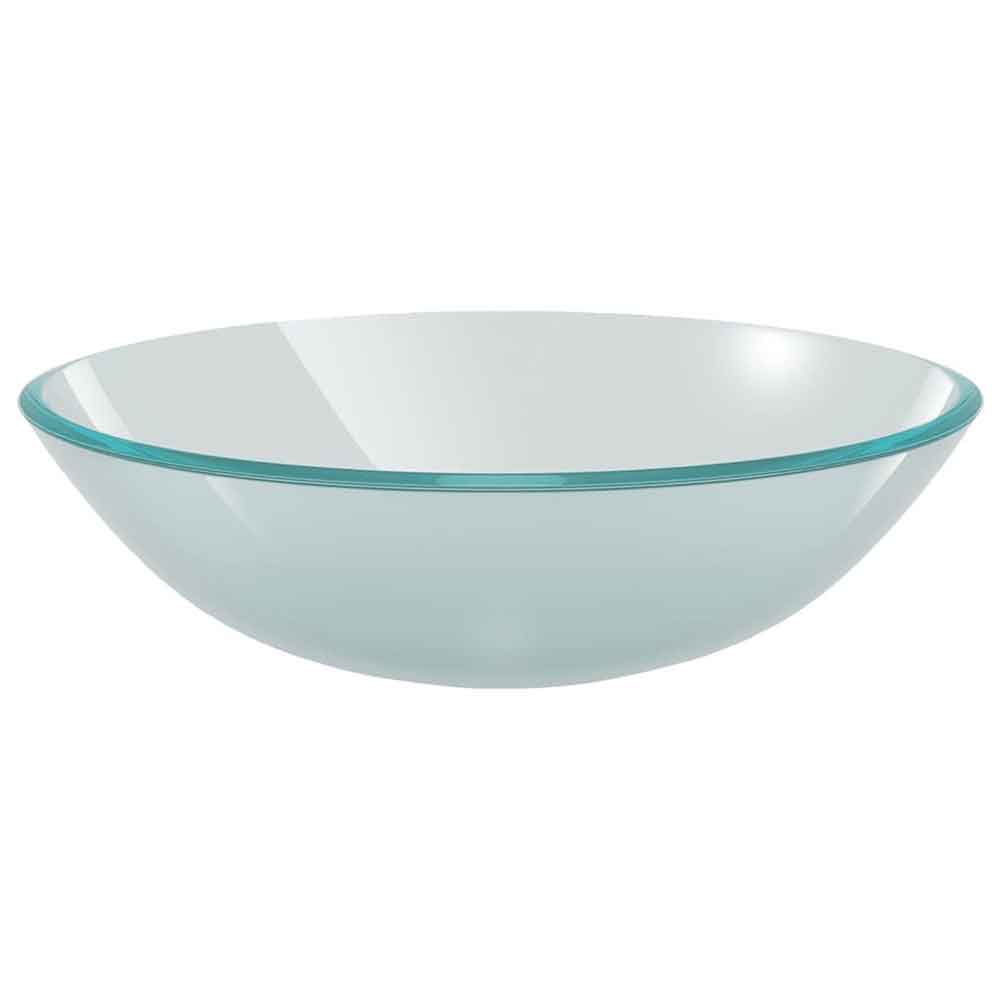 Tacoma Round Countertop Basin 420mm Wide With Gold Tap And Waste - Half Frosted Glass