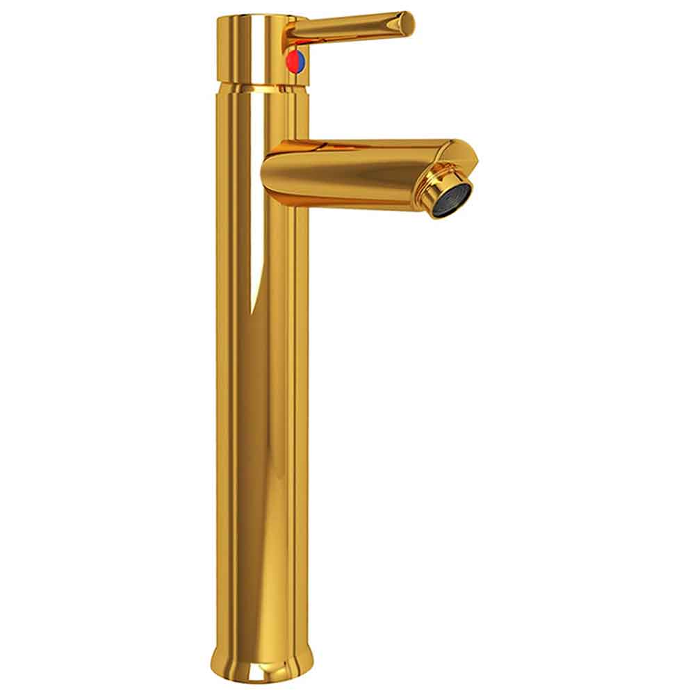 Tacoma Round Countertop Basin 420mm Wide With Gold Tap And Waste - Half Frosted Glass