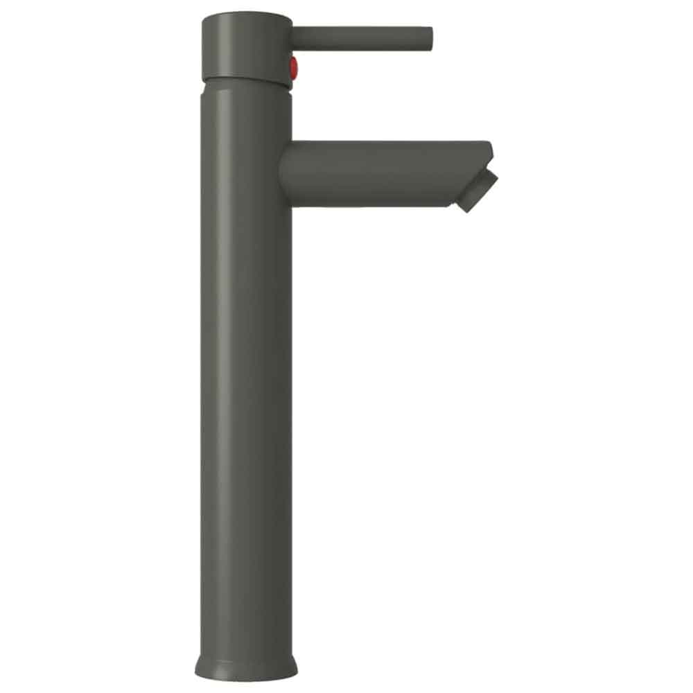 Tacoma Round Countertop Basin 420mm Wide With Grey Tap And Waste - Black Glass