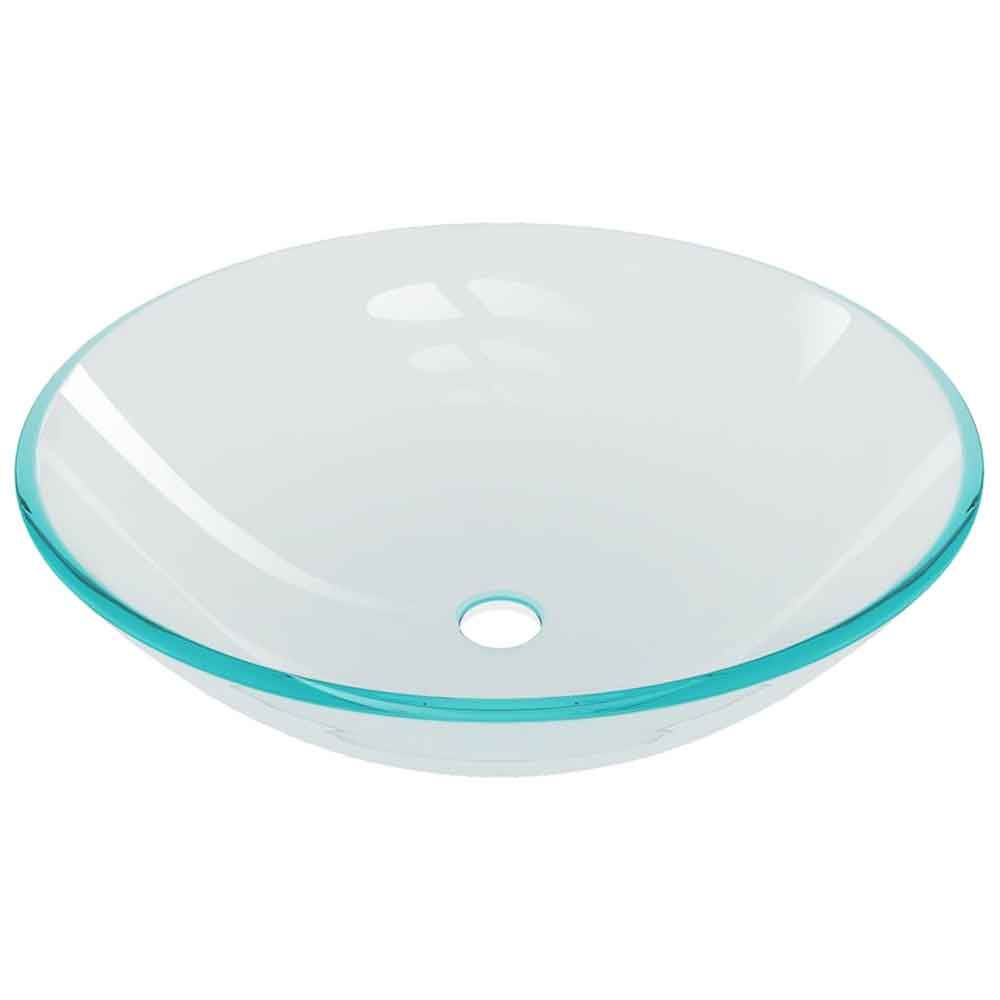 Tacoma Round Countertop Basin 420mm Wide With Grey Tap And Waste - Clear Glass