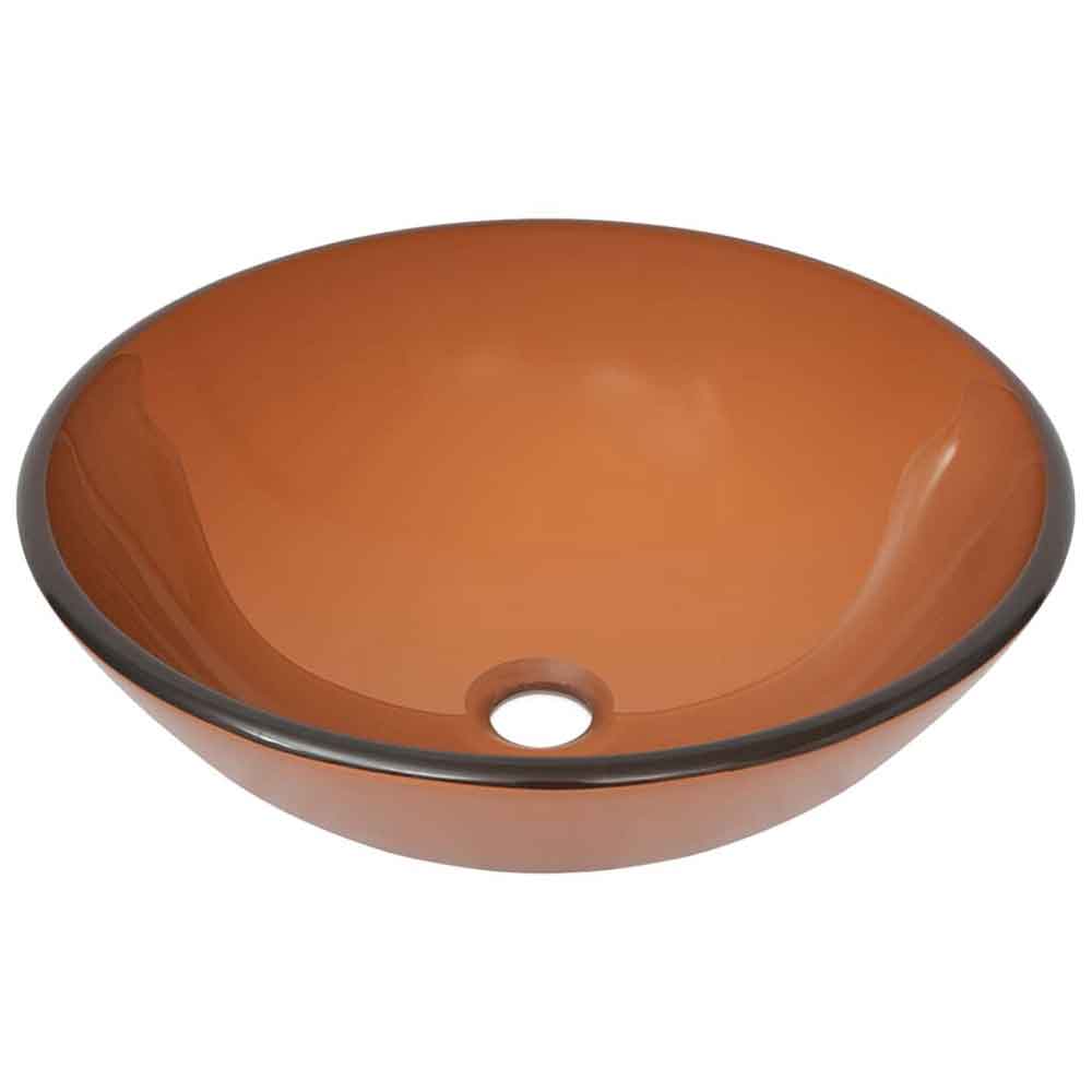 Tacoma Round Countertop Basin 420mm Wide With Silver Tap And Waste - Brown Glass