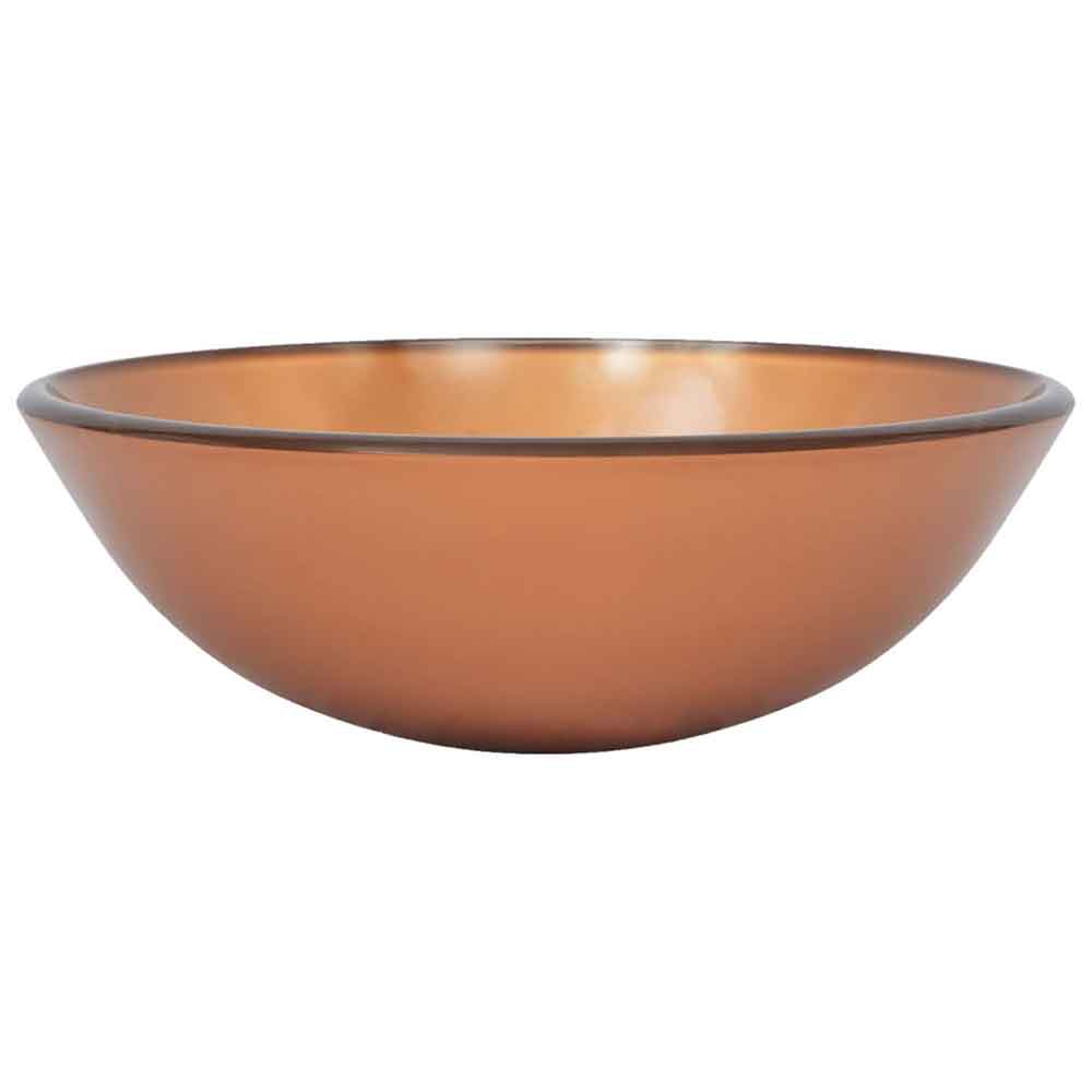 Tacoma Round Countertop Basin 420mm Wide With Silver Tap And Waste - Brown Glass