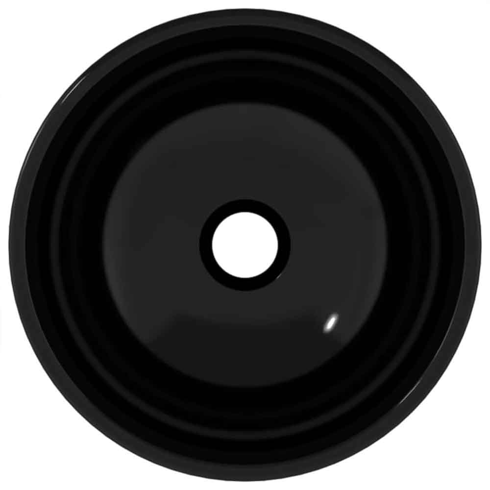 Tacoma Round Countertop Basin Without Waste 300mm Wide 0TH - Black Glass