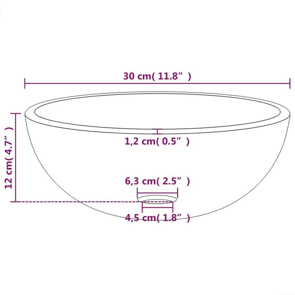 Tacoma Round Countertop Basin Without Waste 300mm Wide 0TH - Clear Glass