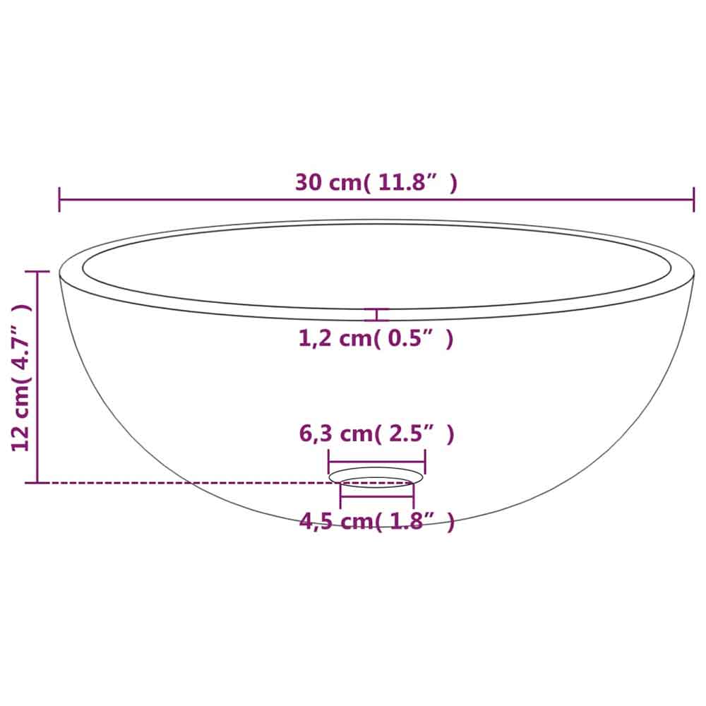 Tacoma Round Countertop Basin Without Waste 300mm Wide 0TH - White Glass