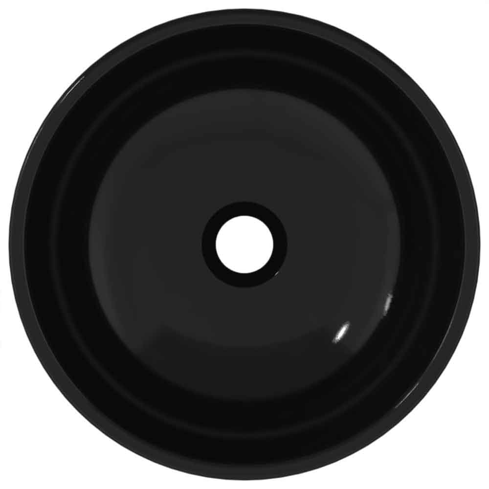 Tacoma Round Countertop Basin Without Waste 350mm Wide 0TH - Black Glass