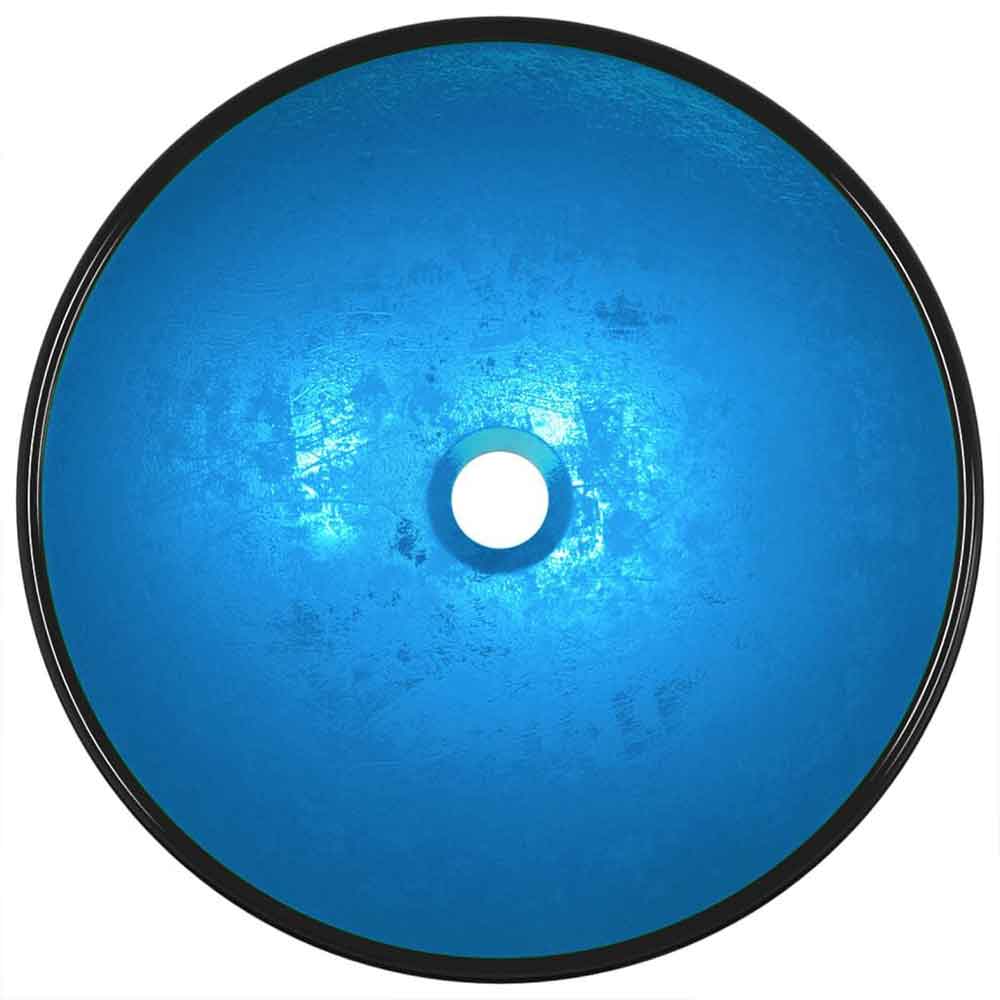 Tacoma Round Countertop Basin Without Waste 420mm Wide 0TH - Blue Glass