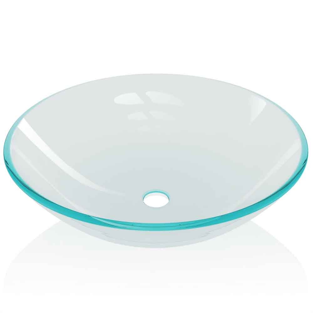 Tacoma Round Countertop Basin Without Waste 420mm Wide 0TH - Clear Glass