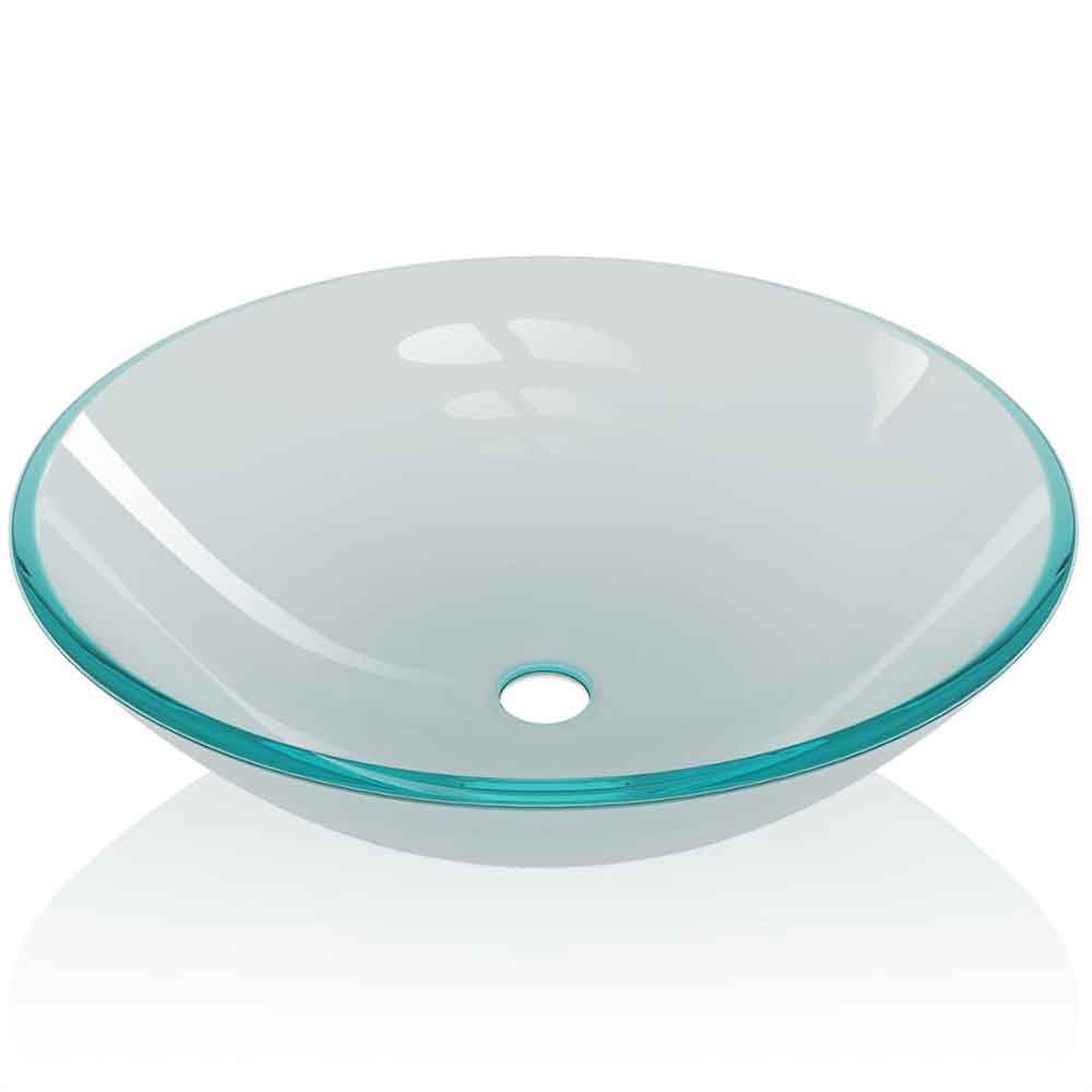 Tacoma Round Countertop Basin Without Waste 420mm Wide 0TH - Frosted Glass