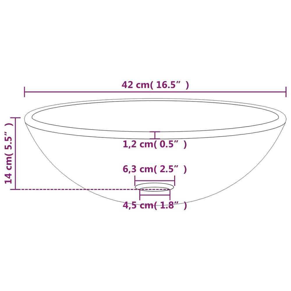 Tacoma Round Countertop Basin Without Waste 420mm Wide 0TH - White Glass