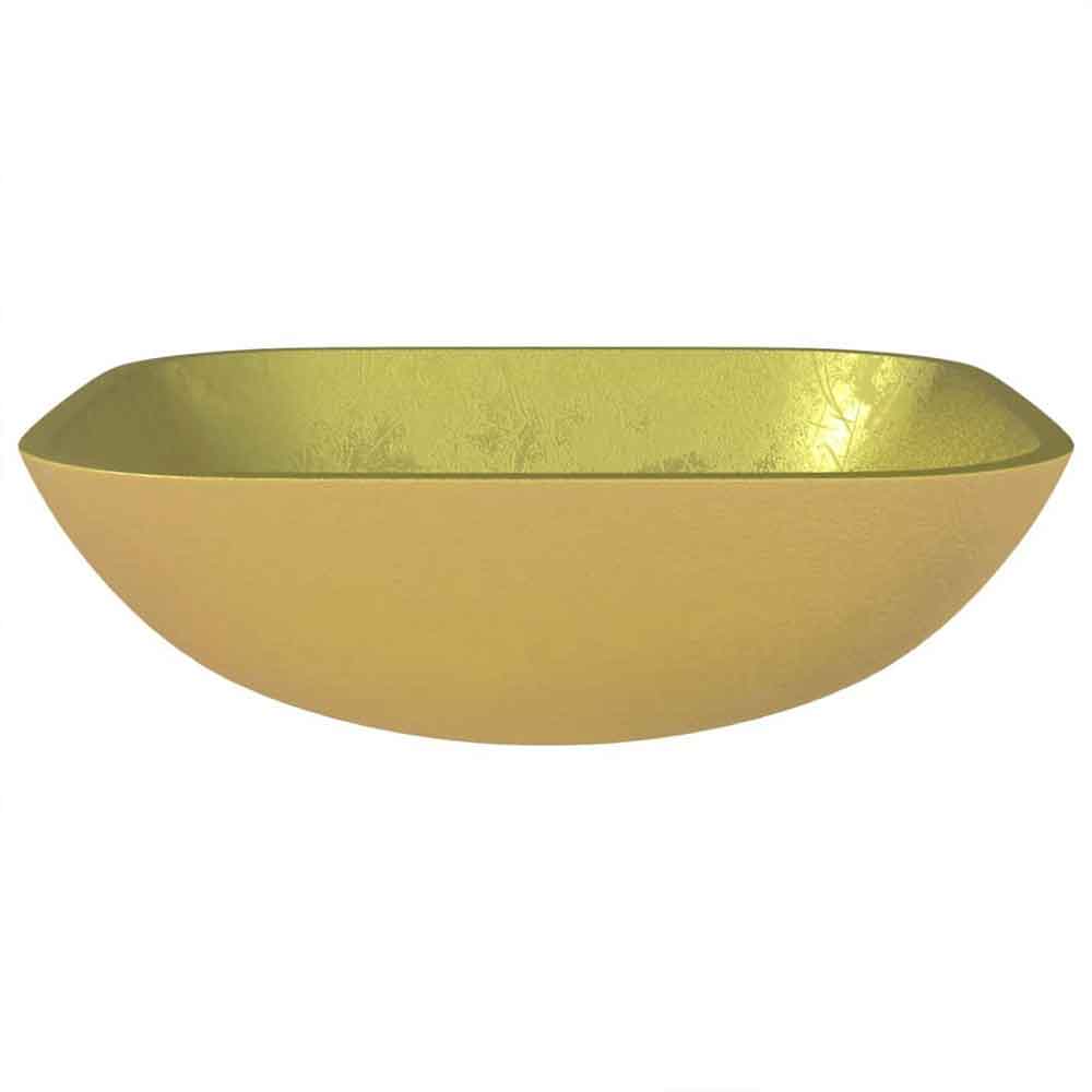 Tacoma Square Countertop Basin Without Waste 420mm Wide 0TH - Gold Glass