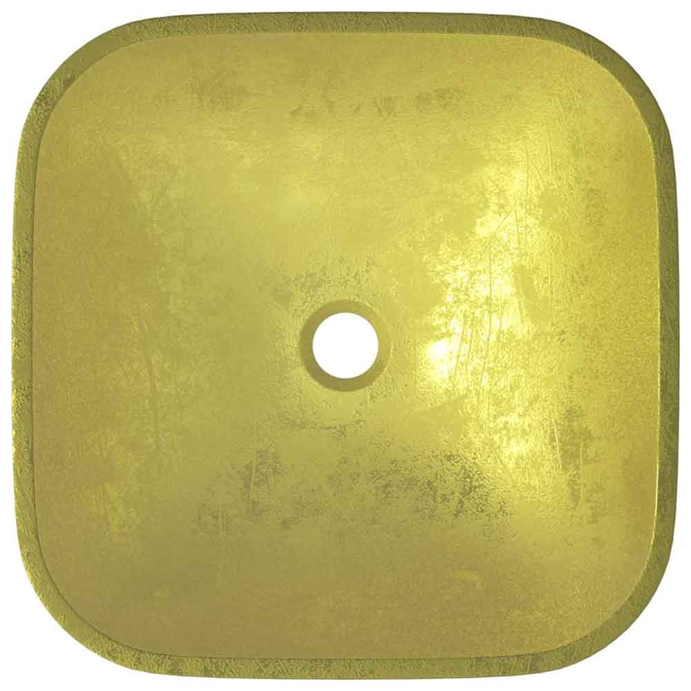 Tacoma Square Countertop Basin Without Waste 420mm Wide 0TH - Gold Glass