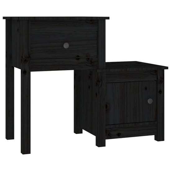 Tadria Pinewood Bedside Cabinet With 1 Door 1 Drawer In Black_2
