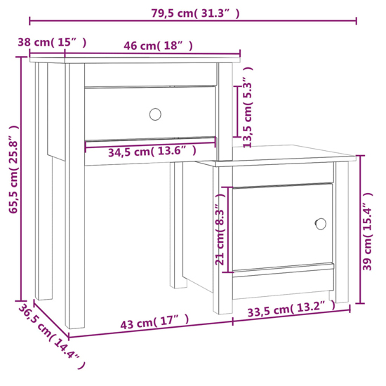 Tadria Pinewood Bedside Cabinet With 1 Door 1 Drawer In Black_5
