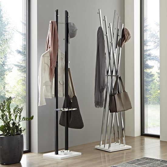 Tahoe Metal Coat Stand With Umbrella Stand In Black And Chrome_3