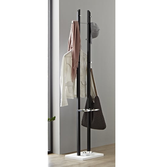 Photo of Tahoe metal coat stand with umbrella stand in black and chrome