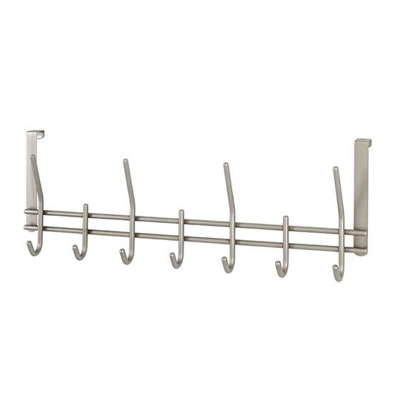 Tahoe Metal Wall Hung Door 7 Hooks Coat Rack In Silver