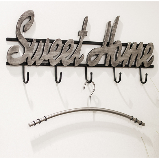 Product photograph of Tahoe Metal Wall Hung Sweet Home Coat Rack In Black And Silver from Furniture in Fashion