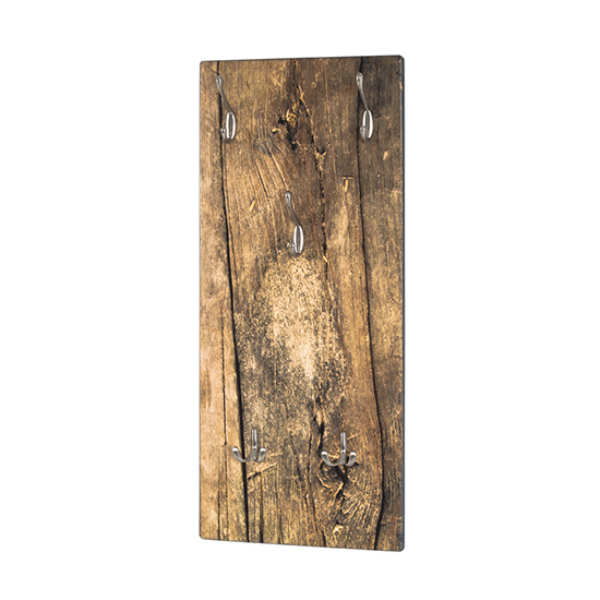 Tahoe Wooden Wall Hung 5 Hooks Coat Rack In Wooden Plank Print_2