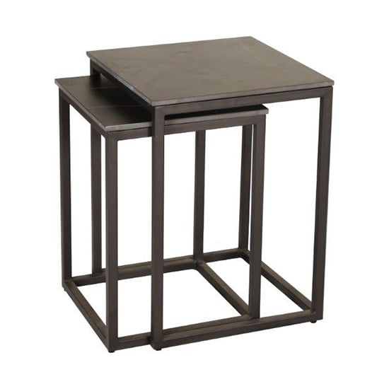 Product photograph of Taini Ceramic Nest Of 2 Tables Square In Lawrence Black from Furniture in Fashion