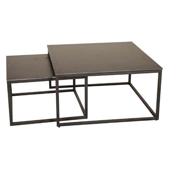 Product photograph of Taini Ceramic Set Of 2 Coffee Tables Square In Lawrence Black from Furniture in Fashion