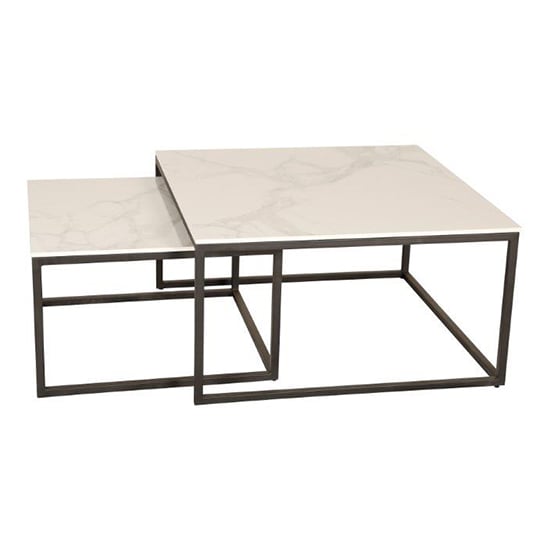 Read more about Taini ceramic set of 2 coffee tables square in white