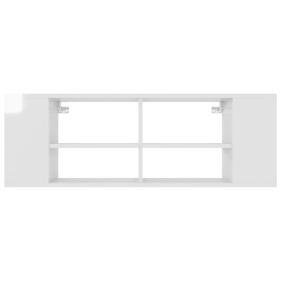 Taisa High Gloss Wall Hung TV Stand With Shelves In White_3