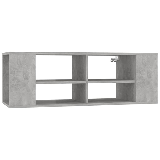 Taisa Wooden Wall Hung TV Stand With Shelves In Concrete Effect