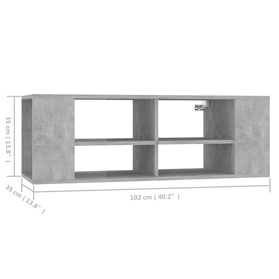 Taisa Wooden Wall Hung TV Stand With Shelves In Concrete Effect