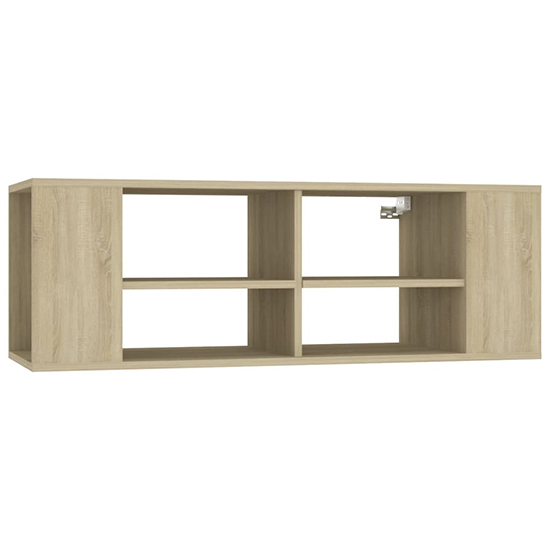 Taisa Wooden Wall Hung TV Stand With Shelves In Sonoma Oak