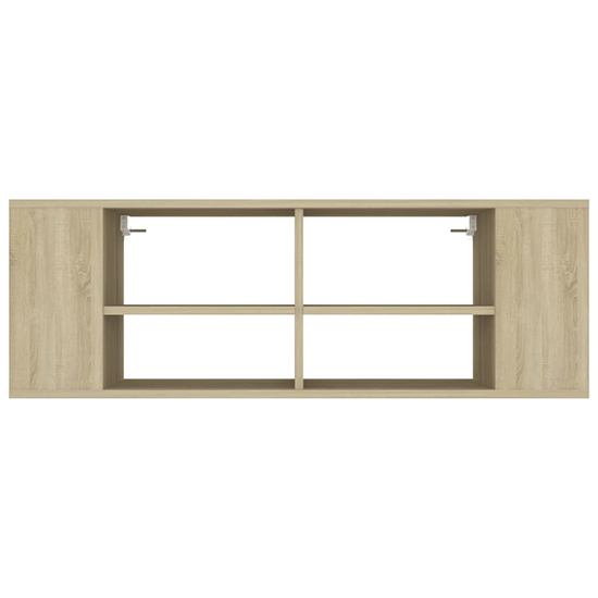 Taisa Wooden Wall Hung TV Stand With Shelves In Sonoma Oak