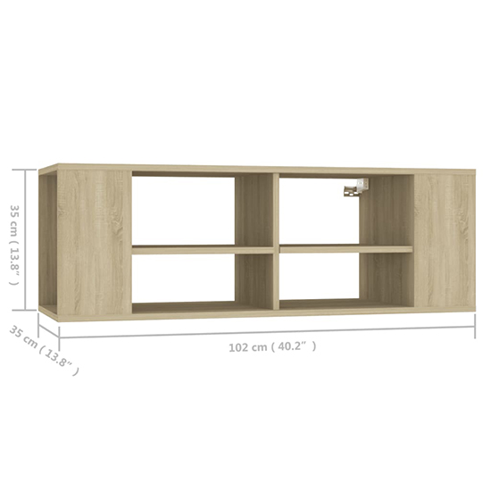 Taisa Wooden Wall Hung TV Stand With Shelves In Sonoma Oak