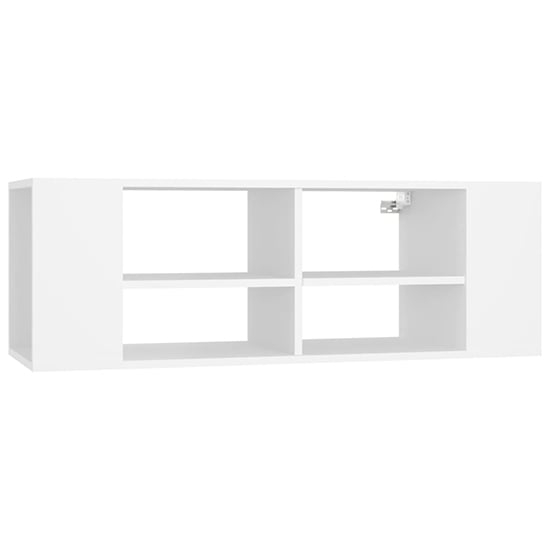 Taisa Wooden Wall Mounted TV Stand With Shelves in White