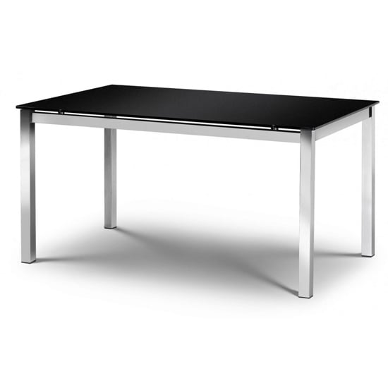 Taisce Black Glass Dining Table With Chrome Base And Legs
