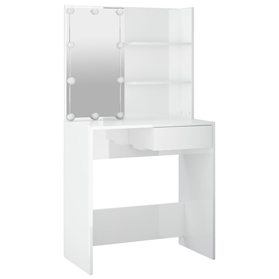 Taite High Gloss Dressing Table Set In White With LED Lights_5