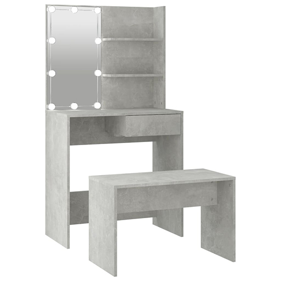 Taite Wooden Dressing Table Set In Concrete Effect With LED_3