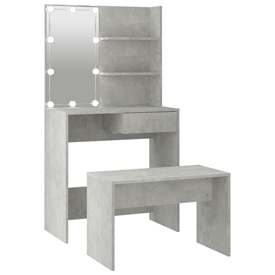 Taite Wooden Dressing Table Set In Concrete Effect With LED