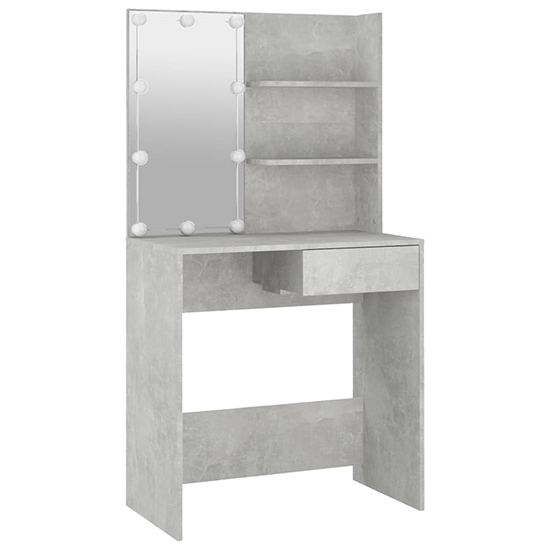 Taite Wooden Dressing Table Set In Concrete Effect With LED