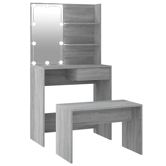 Taite Wooden Dressing Table Set In Grey Sonoma Oak With LED_3