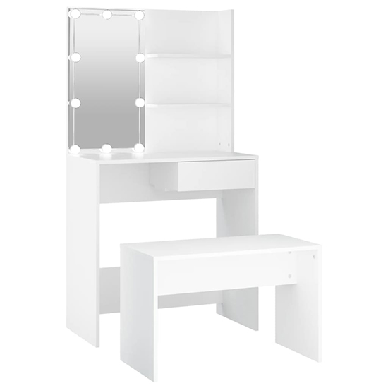 Taite Wooden Dressing Table Set In White With LED Lights_3