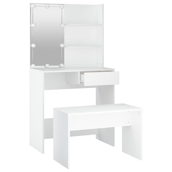 Taite Wooden Dressing Table Set In White With LED Lights_5
