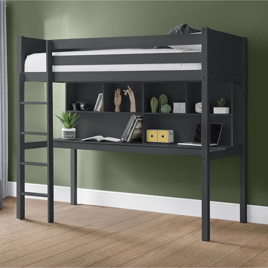 Takako Wooden Highsleeper Bunk Bed With Desk In Anthracite_1