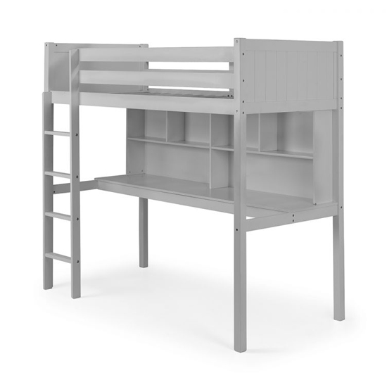 Takako Wooden Highsleeper Bunk Bed With Desk In Dove Grey Furniture