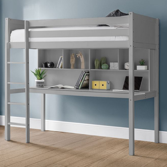 Read more about Takako wooden highsleeper bunk bed with desk in dove grey