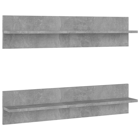 Takashi Set Of 2 Wooden Wall Shelf In Concrete Effect